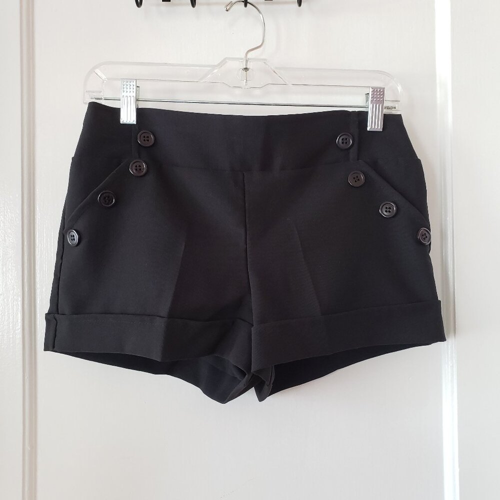 Valia Black Stretchy Micro Shorts NWT Size 7 Black Flat Front Mini Booty Shorts